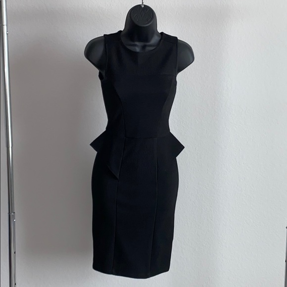 Black Peplum Pencil Dress - Picture 1 of 6